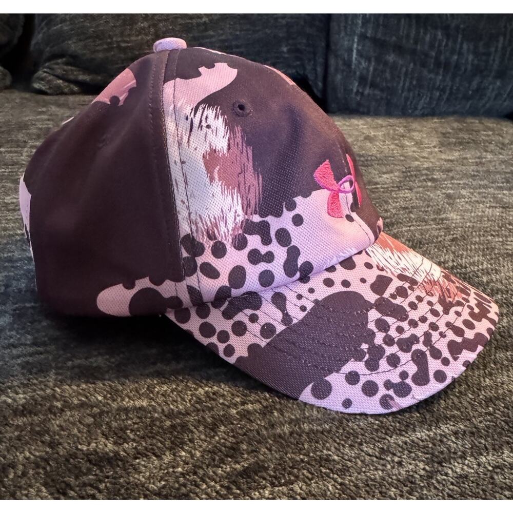 Under Armour Pink Camo Hat Cap / Youth Or Small Womens /Fitted Stretch Band A256 - Picture 2 of 6